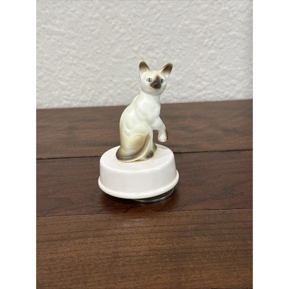Vtg Siamese Cat Music Box Music Box Plays Memories Porcelain Japan